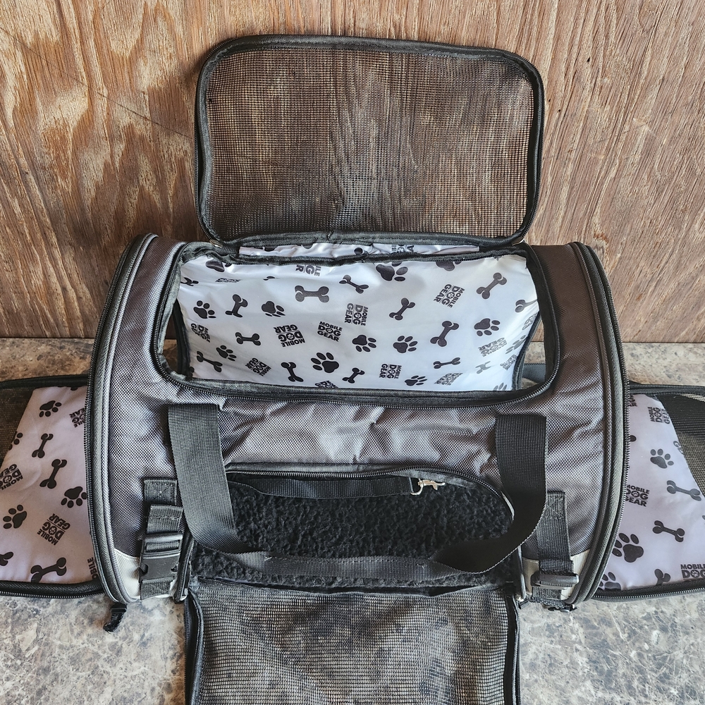 Elegant Black and Gray Dog Carrier